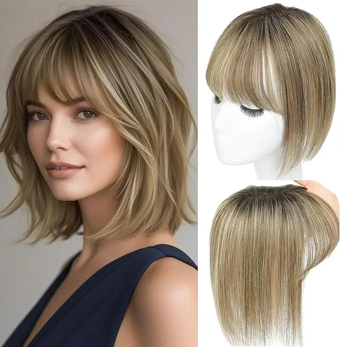 Human Hair Topper with Bangs | Hair Piece for Thinning Hair 💎