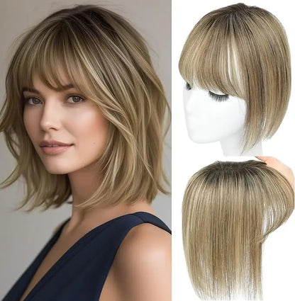 Human Hair Topper with Bangs | Hair Piece for Thinning Hair 💎