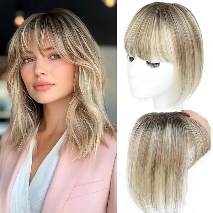 Human Hair Topper with Bangs | Hair Piece for Thinning Hair 💎
