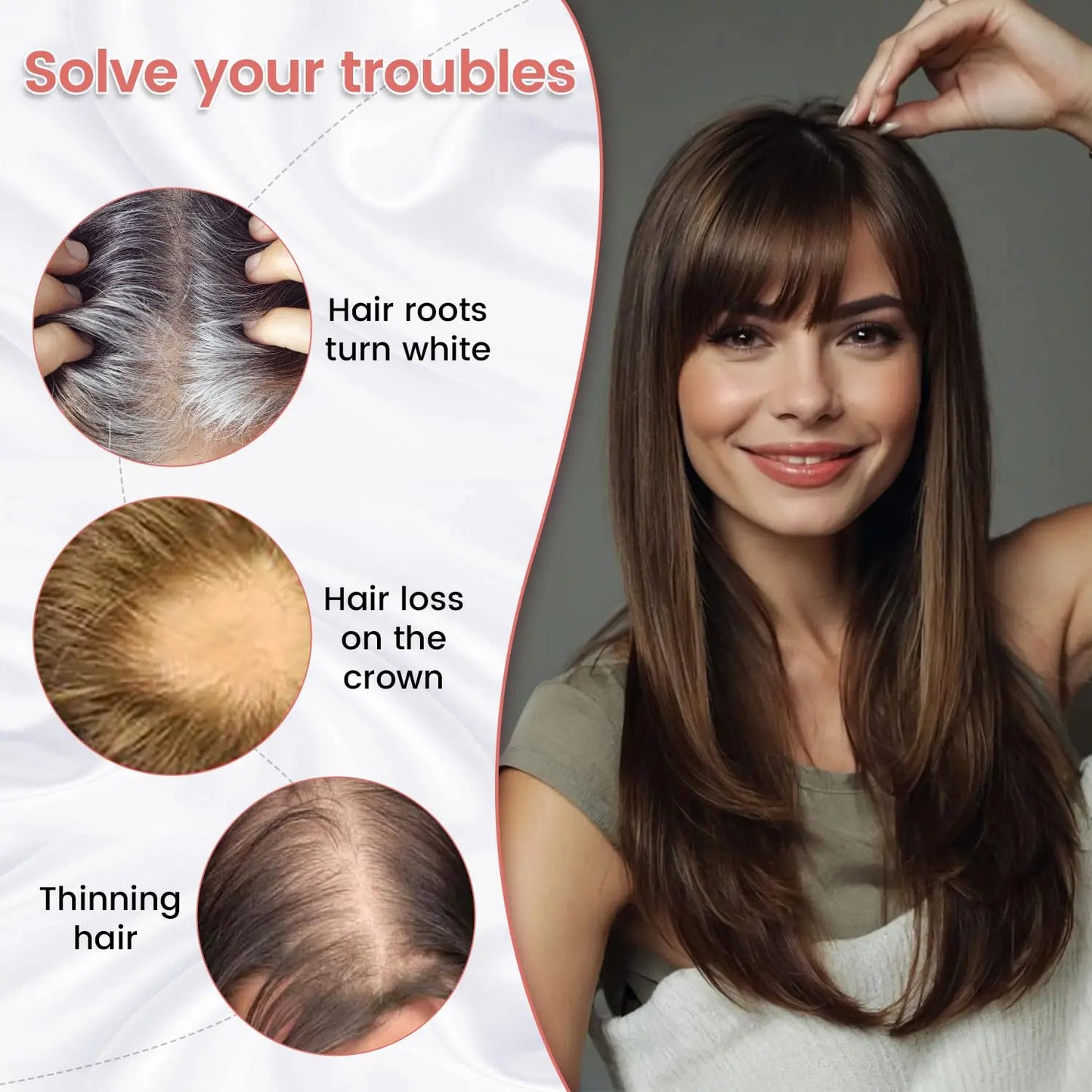 Human Hair Topper with Bangs | Hair Piece for Thinning Hair 💎