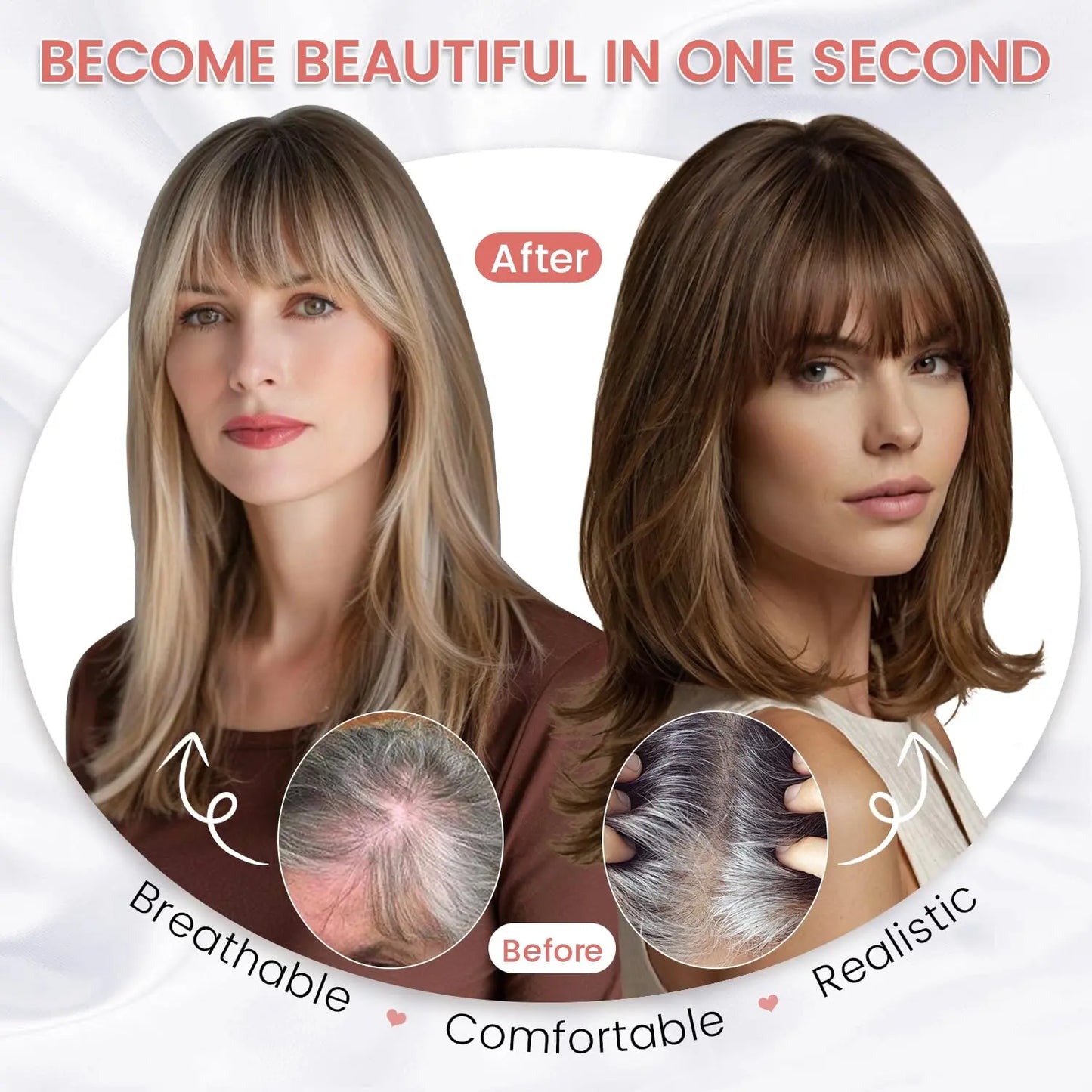 Human Hair Topper with Bangs | Hair Piece for Thinning Hair 💎