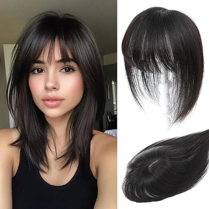 Human Hair Topper with Bangs | Hair Piece for Thinning Hair 💎