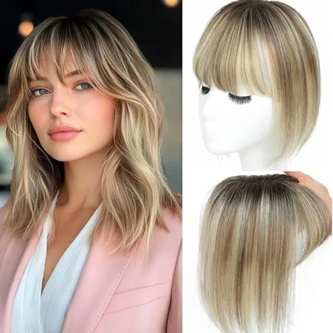 Human Hair Topper with Bangs | Hair Piece for Thinning Hair 💎