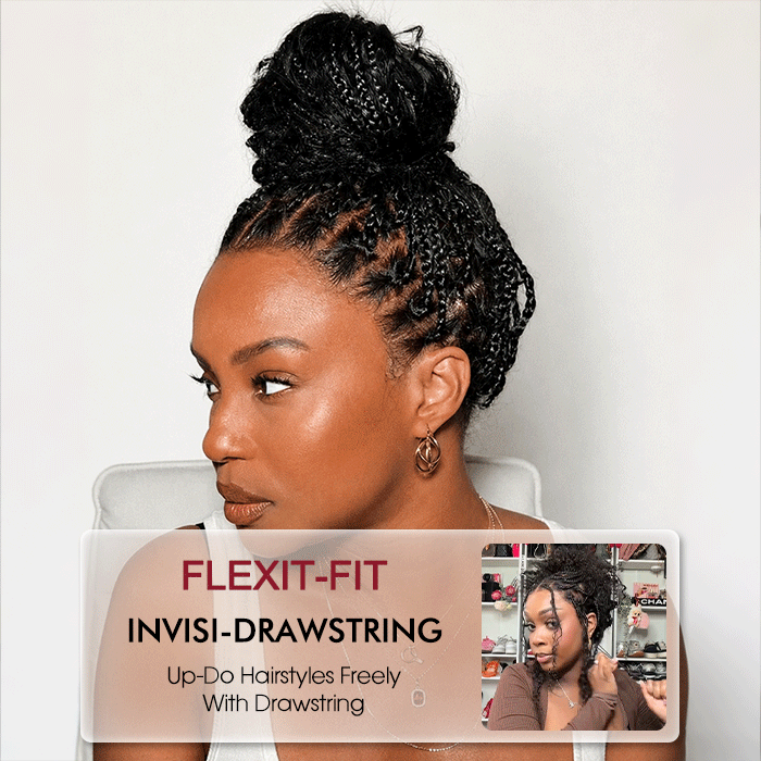 Braided Glueless Wig Drawstring Cap 13x6 HD Lace Front Knotless Boho Curls Human Hair Wigs